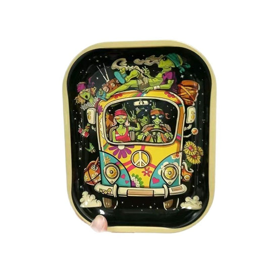 Drehunterlage aus Metall Space Hippie Bus Design 14x18cm - Drehunterlage von gripdealer.ch - Nur CHF 14.90! Jetzt bei GripDealer